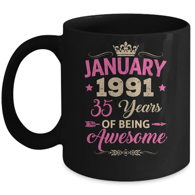 January 1991 35 Years Of Being Awesome Retro 35th Birthday Mug | siriusteestore
