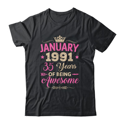 January 1991 35 Years Of Being Awesome Retro 35th Birthday Shirt & Tank Top | siriusteestore