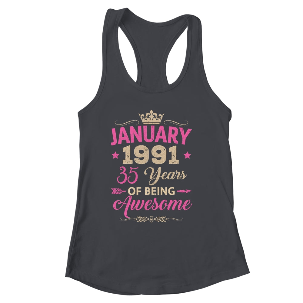 January 1991 35 Years Of Being Awesome Retro 35th Birthday Shirt & Tank Top | siriusteestore