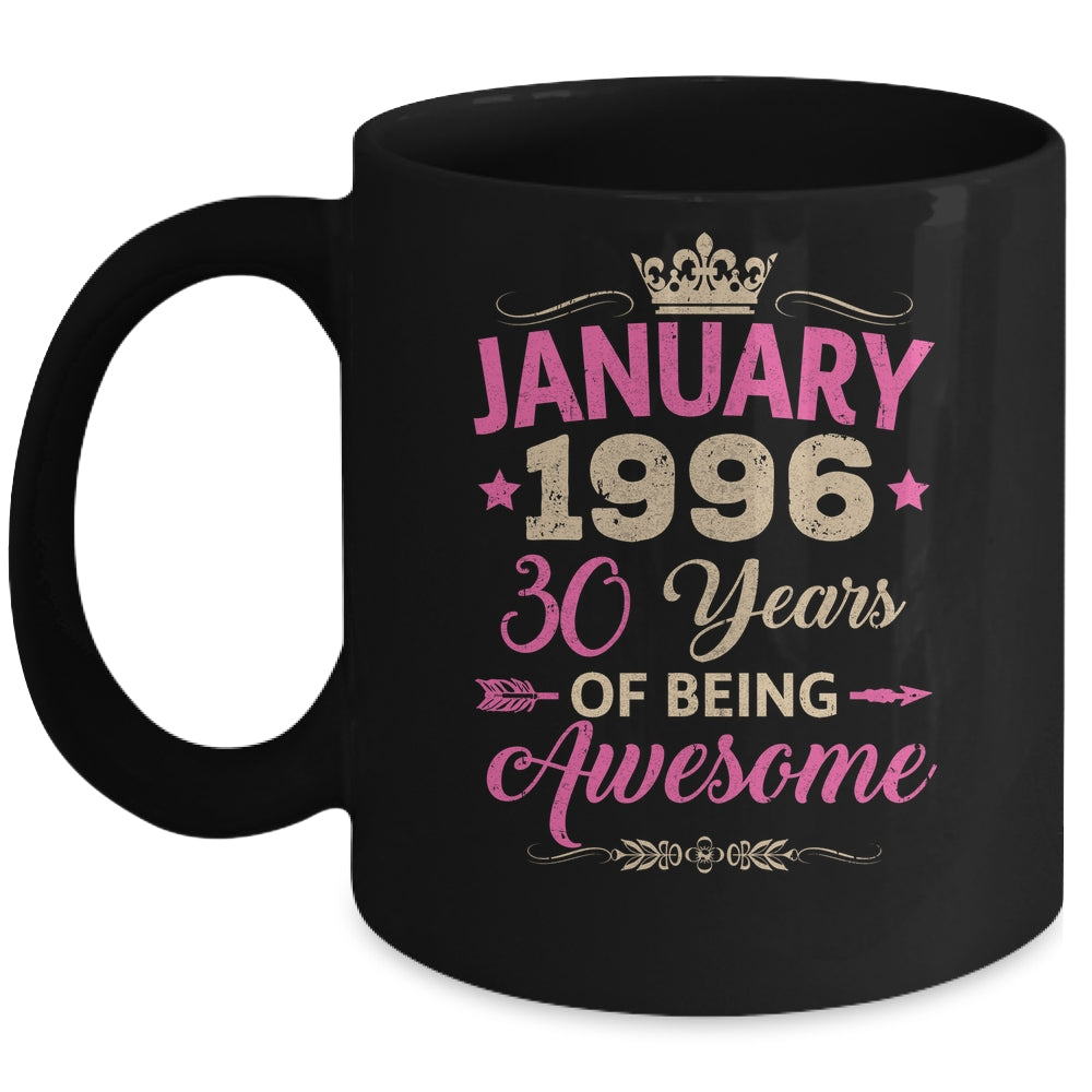 January 1996 30 Years Of Being Awesome Retro 30th Birthday Mug | siriusteestore