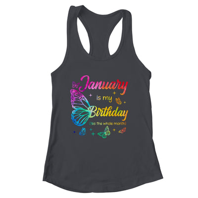 January Birthday For Women Girls Butterfly Tie Dye Theme Shirt & Tank Top | siriusteestore