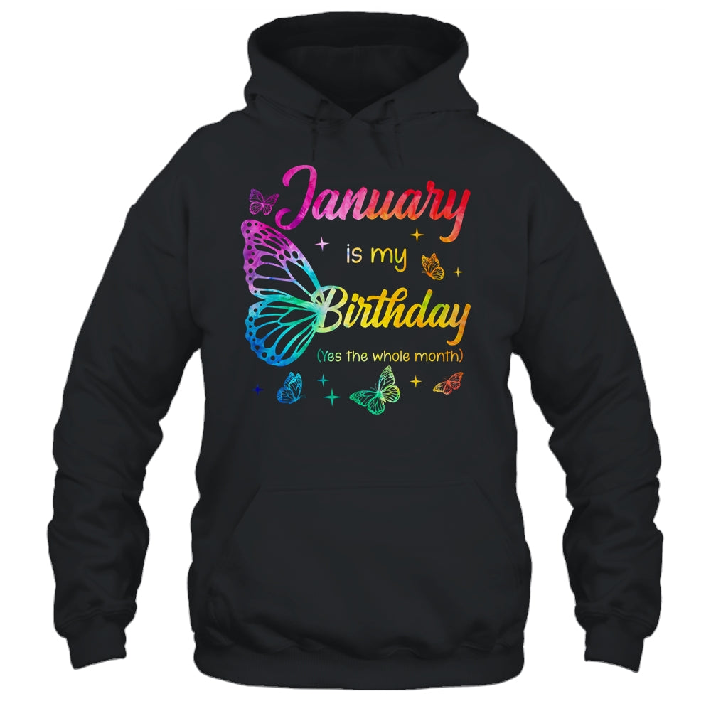 January Birthday For Women Girls Butterfly Tie Dye Theme Shirt Tank Top