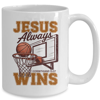 Jesus Always Wins Christian Basketball Motivational Bible Mug | siriusteestore