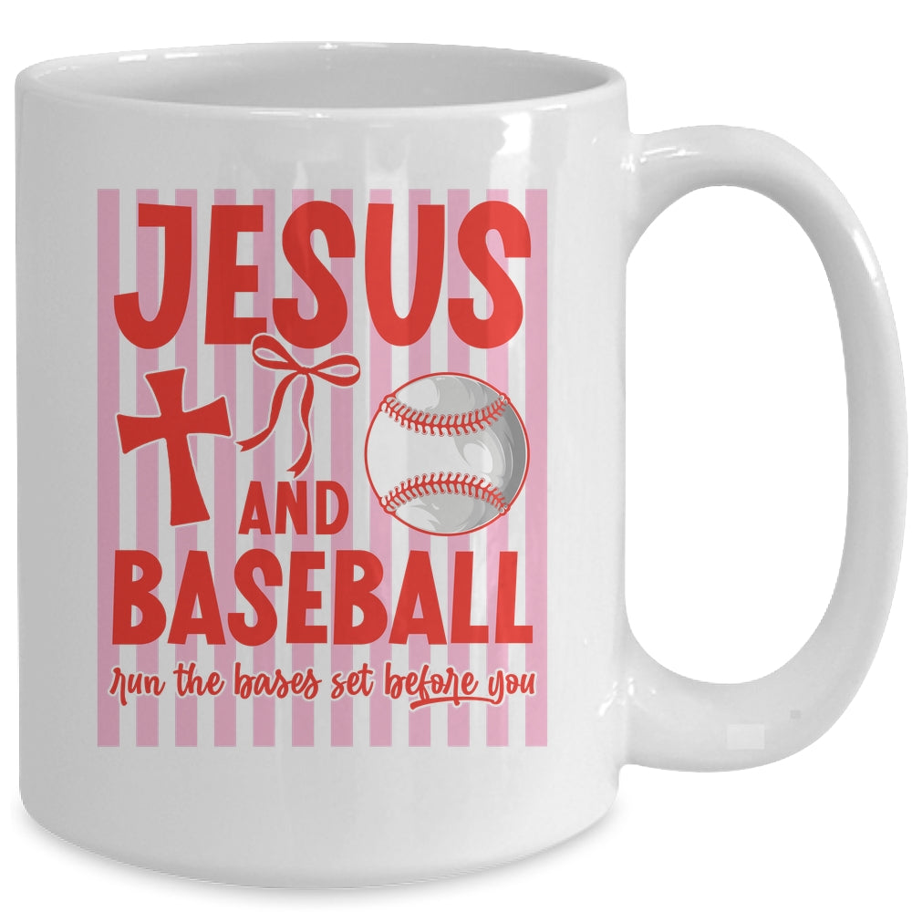 Jesus And Baseball Run The Bases Set Before You Christian Mug | siriusteestore