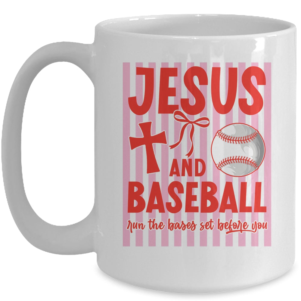 Jesus And Baseball Run The Bases Set Before You Christian Mug | siriusteestore