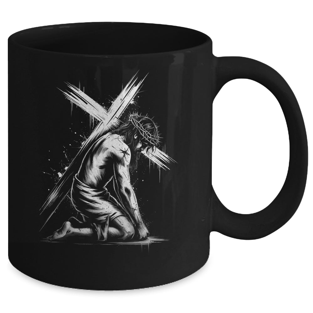 Jesus Carrying Cross Religious Vintage Christian Christ Mug | siriusteestore