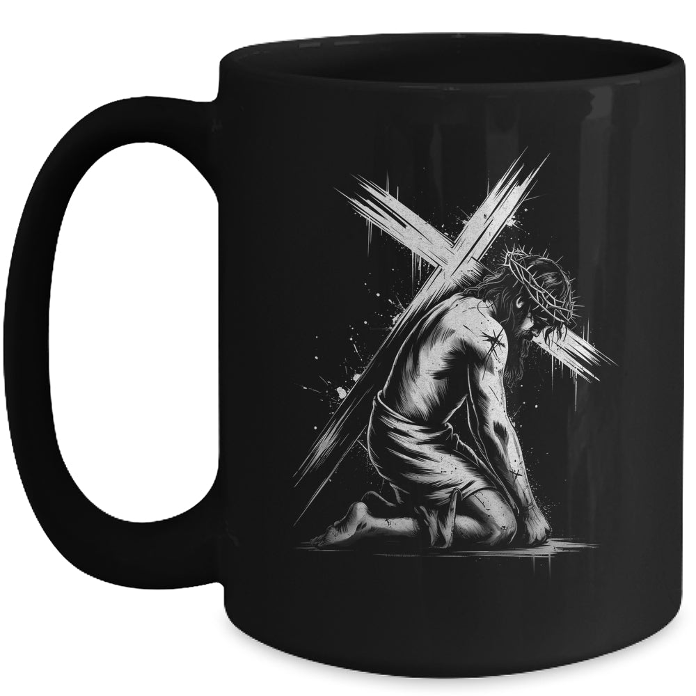 Jesus Carrying Cross Religious Vintage Christian Christ Mug | siriusteestore