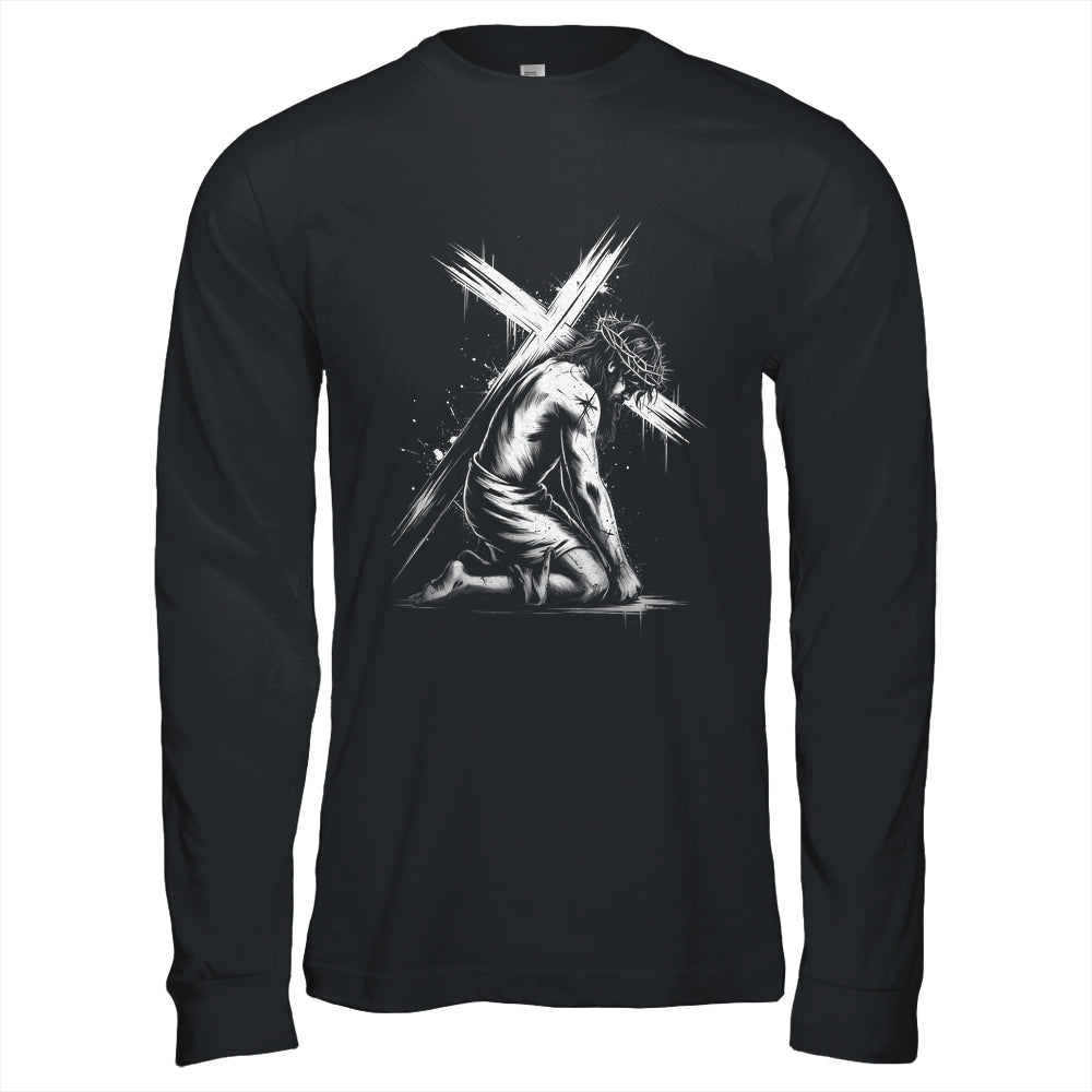 Jesus Carrying Cross Religious Vintage Christian Christ Shirt & Hoodie | siriusteestore