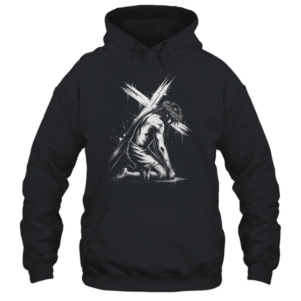 Jesus Carrying Cross Religious Vintage Christian Christ Shirt & Hoodie | siriusteestore
