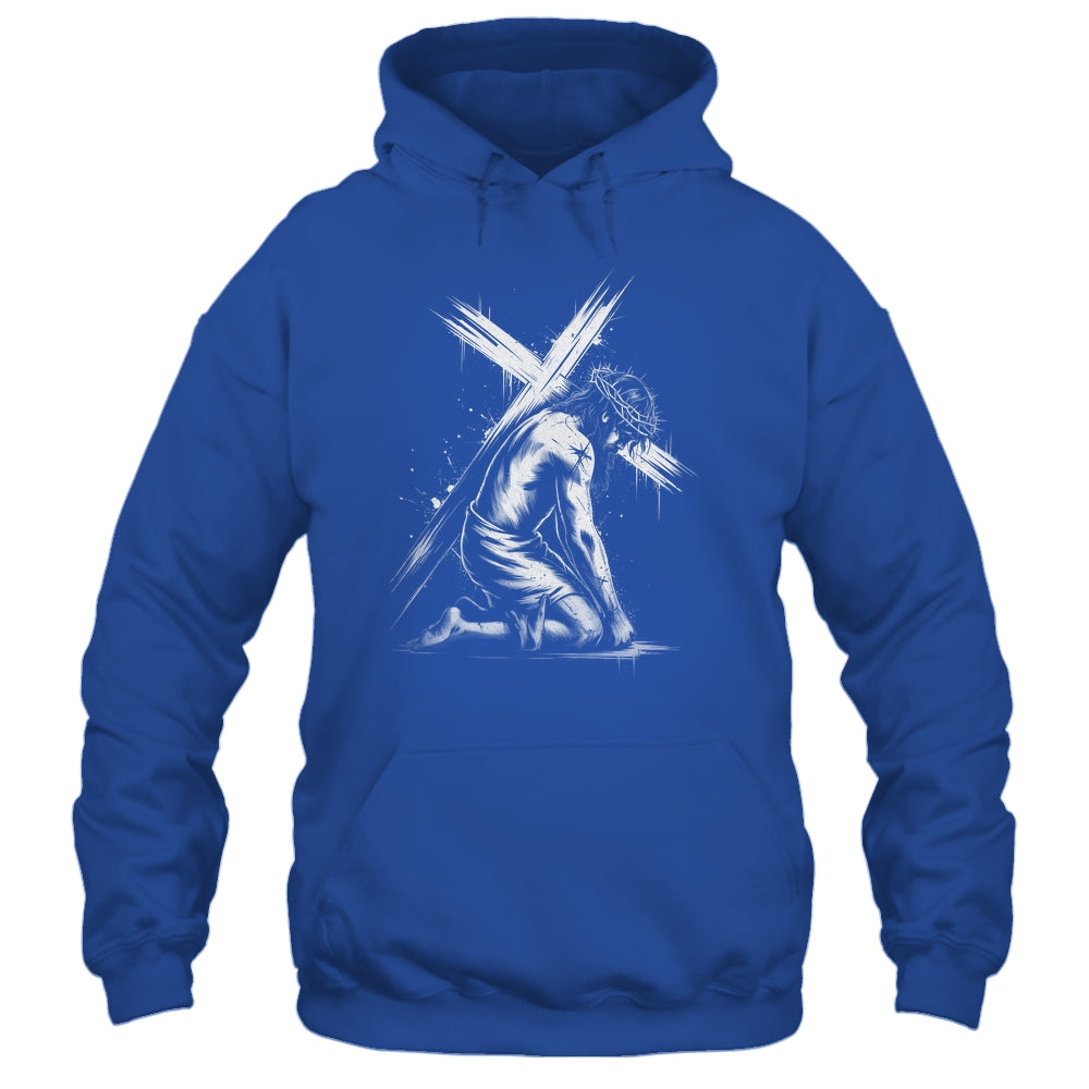 Jesus Carrying Cross Religious Vintage Christian Christ Shirt & Hoodie | siriusteestore
