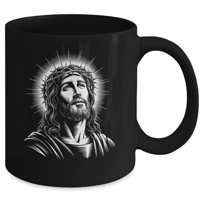 Jesus Christ Face With Crown Of Thorn God Bible Christian Mug | siriusteestore