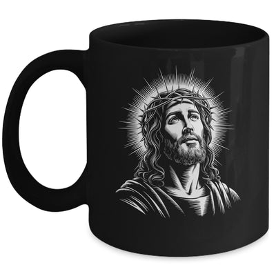 Jesus Christ Face With Crown Of Thorn God Bible Christian Mug | siriusteestore