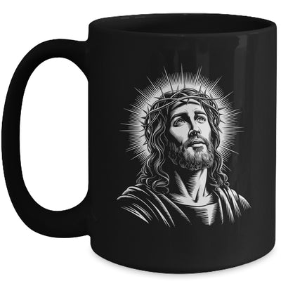 Jesus Christ Face With Crown Of Thorn God Bible Christian Mug | siriusteestore