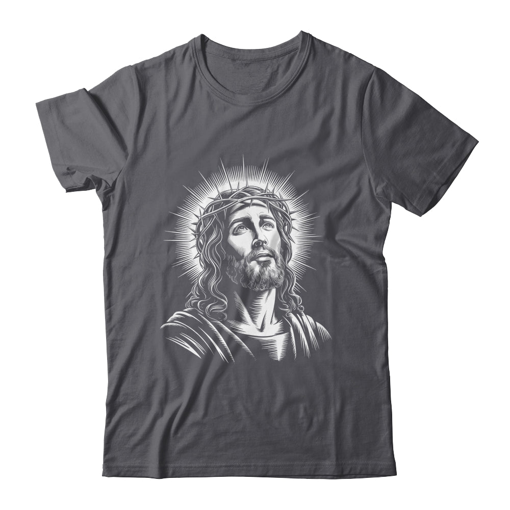 Jesus Christ Face With Crown Of Thorn God Bible Christian Shirt & Hoodie | siriusteestore