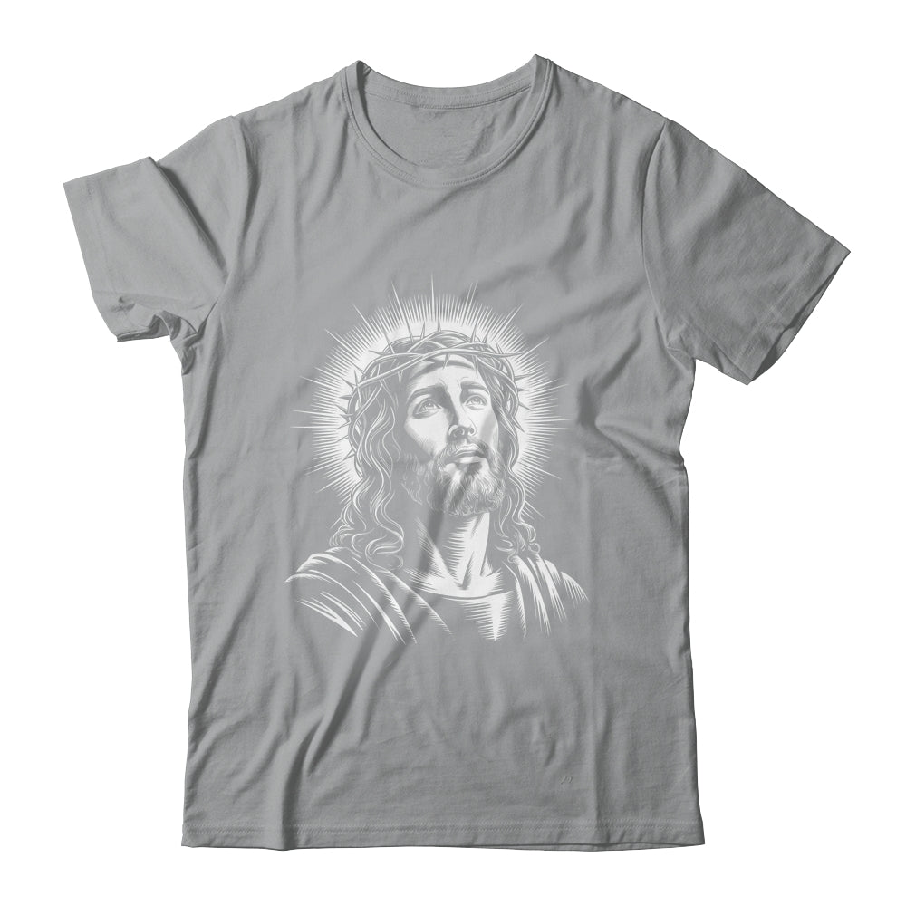 Jesus Christ Face With Crown Of Thorn God Bible Christian Shirt & Hoodie | siriusteestore