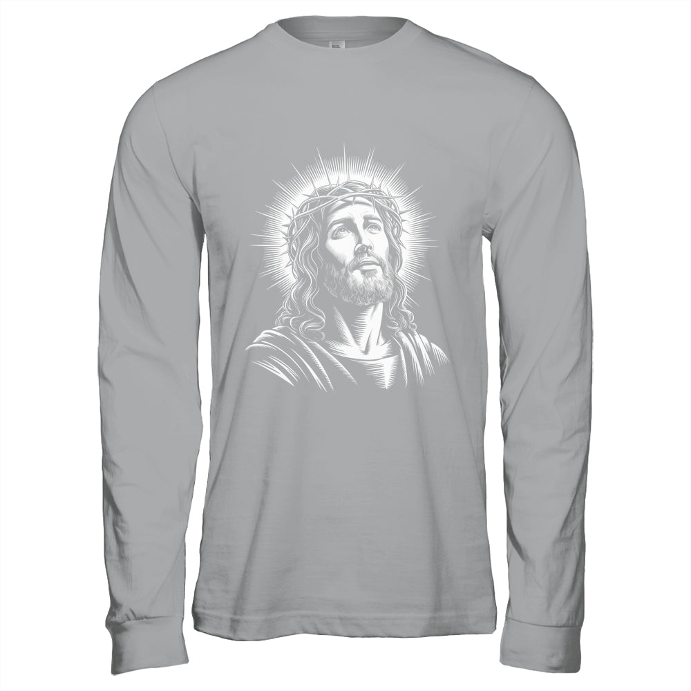 Jesus Christ Face With Crown Of Thorn God Bible Christian Shirt & Hoodie | siriusteestore