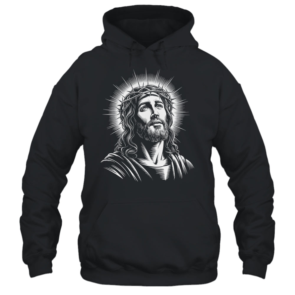 Jesus Christ Face With Crown Of Thorn God Bible Christian Shirt & Hoodie | siriusteestore