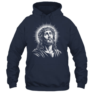 Jesus Christ Face With Crown Of Thorn God Bible Christian Shirt & Hoodie | siriusteestore