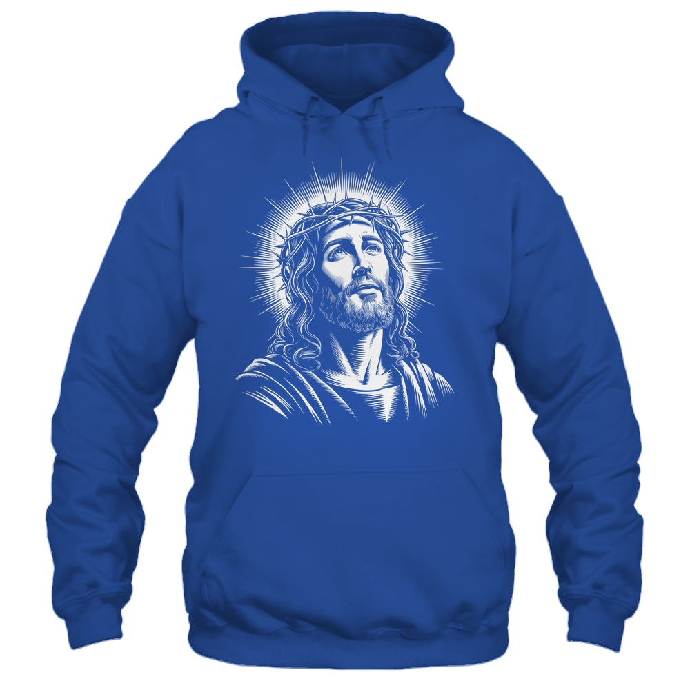 Jesus Christ Face With Crown Of Thorn God Bible Christian Shirt & Hoodie | siriusteestore