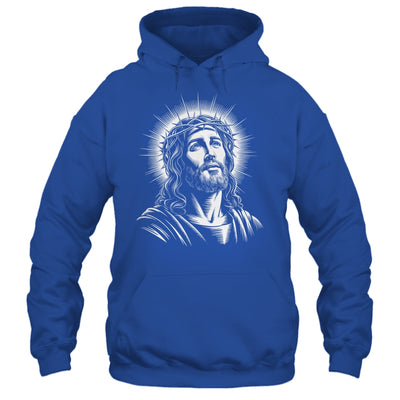 Jesus Christ Face With Crown Of Thorn God Bible Christian Shirt & Hoodie | siriusteestore