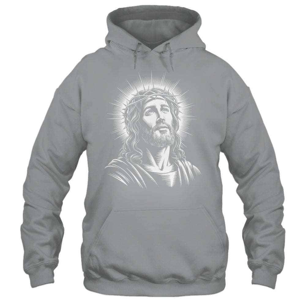 Jesus Christ Face With Crown Of Thorn God Bible Christian Shirt & Hoodie | siriusteestore