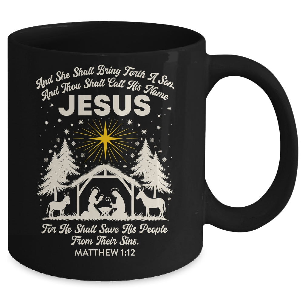 Jesus Christian Nativity Christmas Tree Xmas Family Holiday Mug | siriusteestore