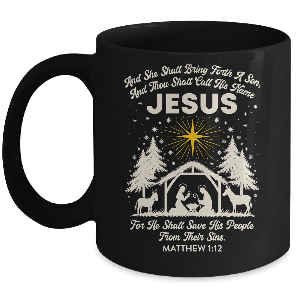 Jesus Christian Nativity Christmas Tree Xmas Family Holiday Mug | siriusteestore