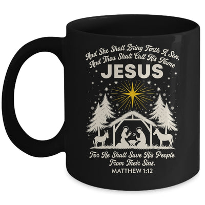 Jesus Christian Nativity Christmas Tree Xmas Family Holiday Mug | siriusteestore