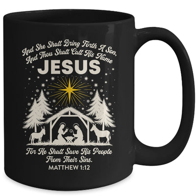 Jesus Christian Nativity Christmas Tree Xmas Family Holiday Mug | siriusteestore