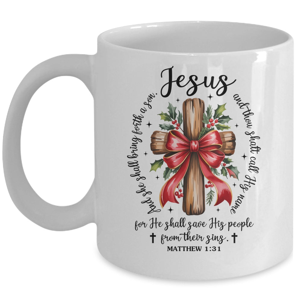 Jesus Christmas She Shall Bring Forth A Son Christian Xmas Mug | siriusteestore