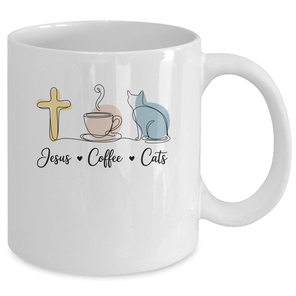 Jesus Coffee Cats Funny Cute Design Jesus Lovers Christian Mug | siriusteestore