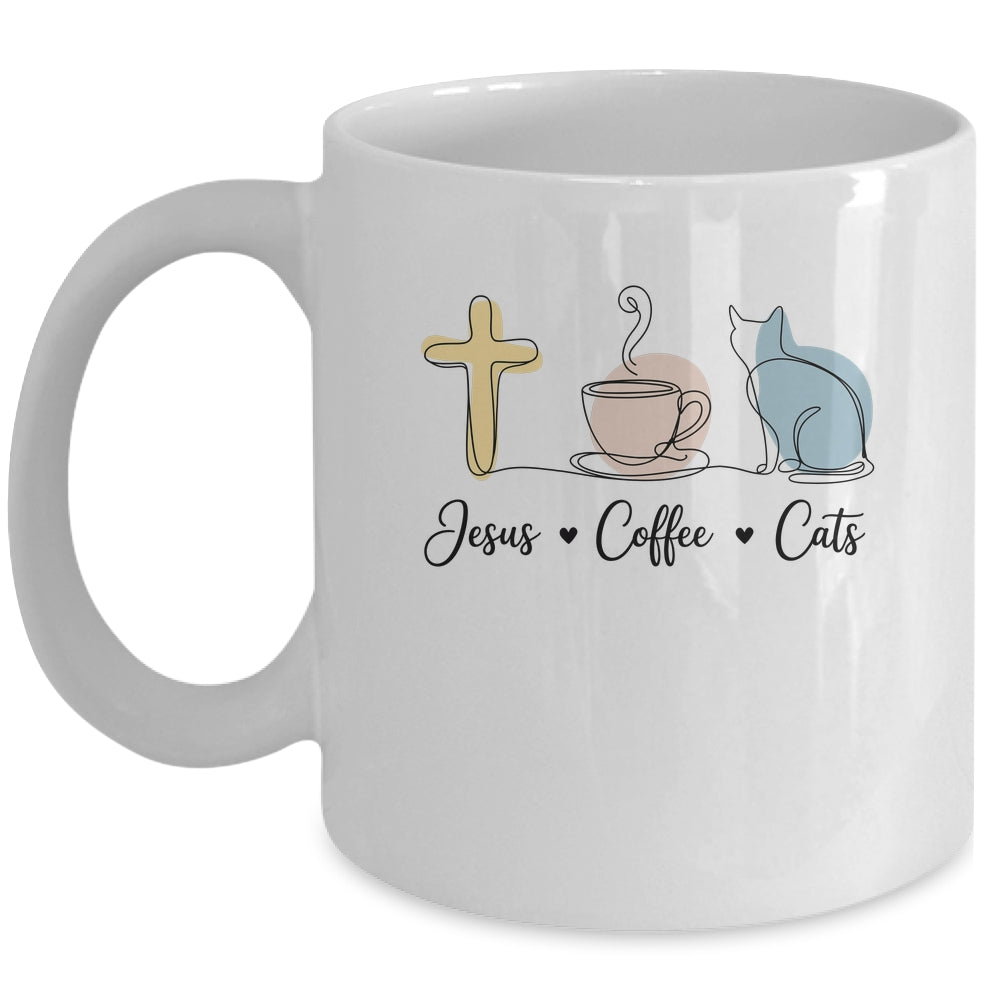 Jesus Coffee Cats Funny Cute Design Jesus Lovers Christian Mug | siriusteestore