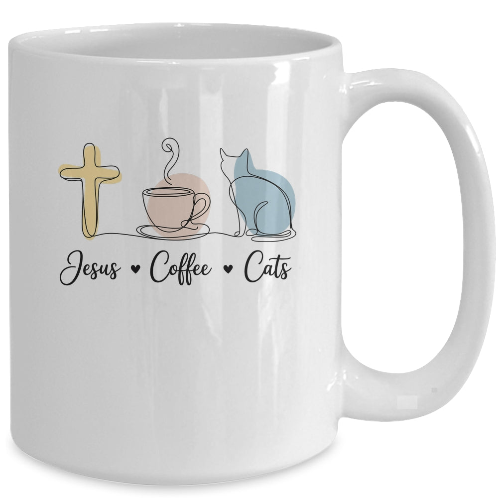 Jesus Coffee Cats Funny Cute Design Jesus Lovers Christian Mug | siriusteestore