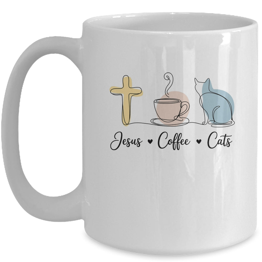Jesus Coffee Cats Funny Cute Design Jesus Lovers Christian Mug | siriusteestore