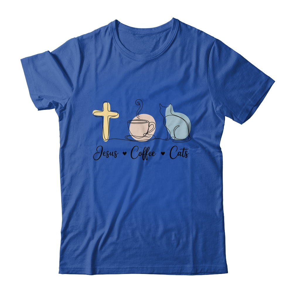 Jesus Coffee Cats Funny Cute Design Jesus Lovers Christian Shirt & Tank Top | siriusteestore