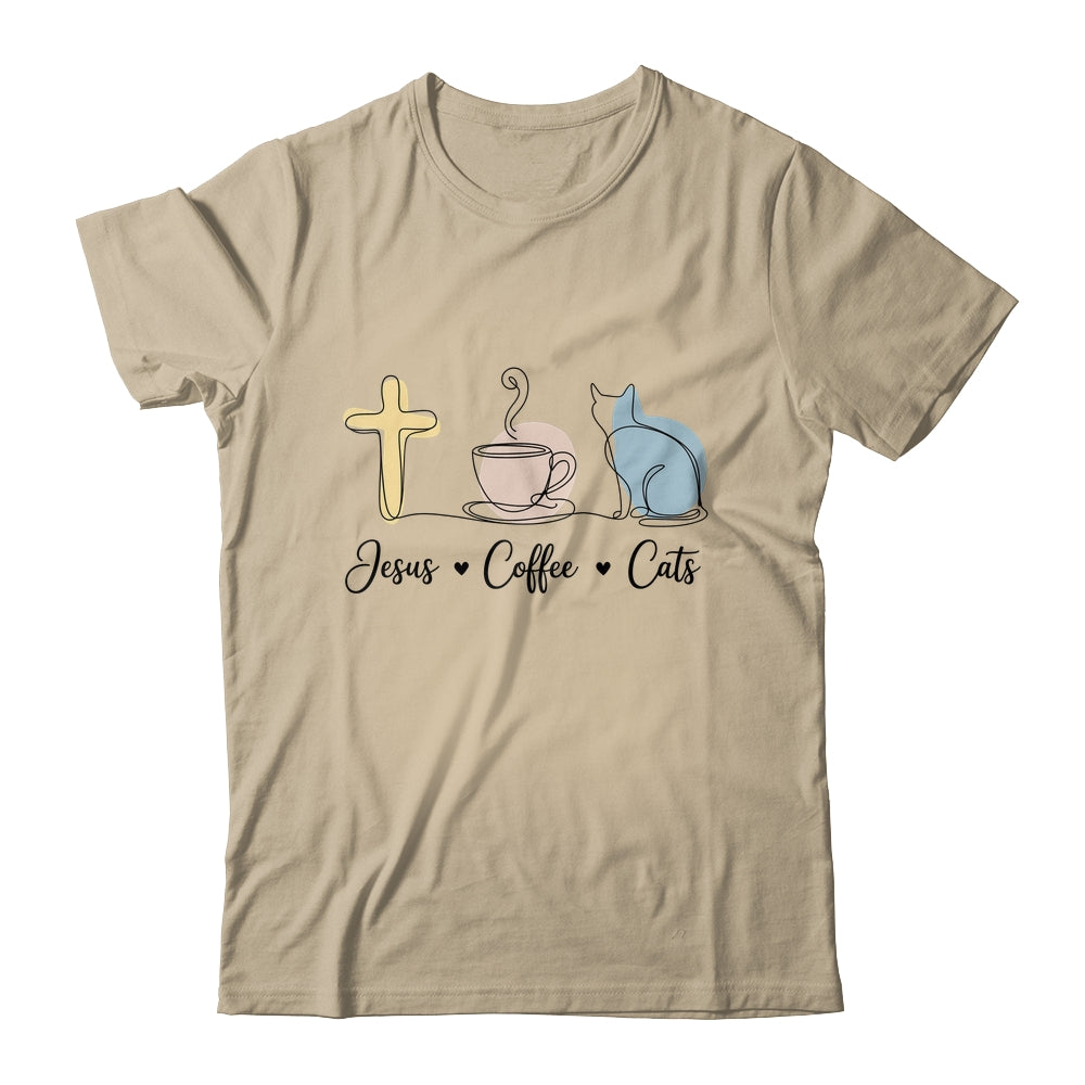 Jesus Coffee Cats Funny Cute Design Jesus Lovers Christian Shirt & Tank Top | siriusteestore