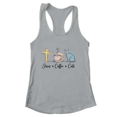 Jesus Coffee Cats Funny Cute Design Jesus Lovers Christian Shirt & Tank Top | siriusteestore