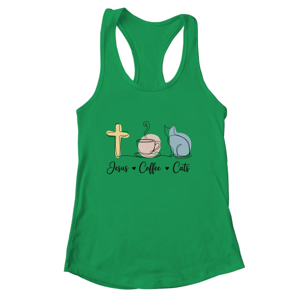 Jesus Coffee Cats Funny Cute Design Jesus Lovers Christian Shirt & Tank Top | siriusteestore