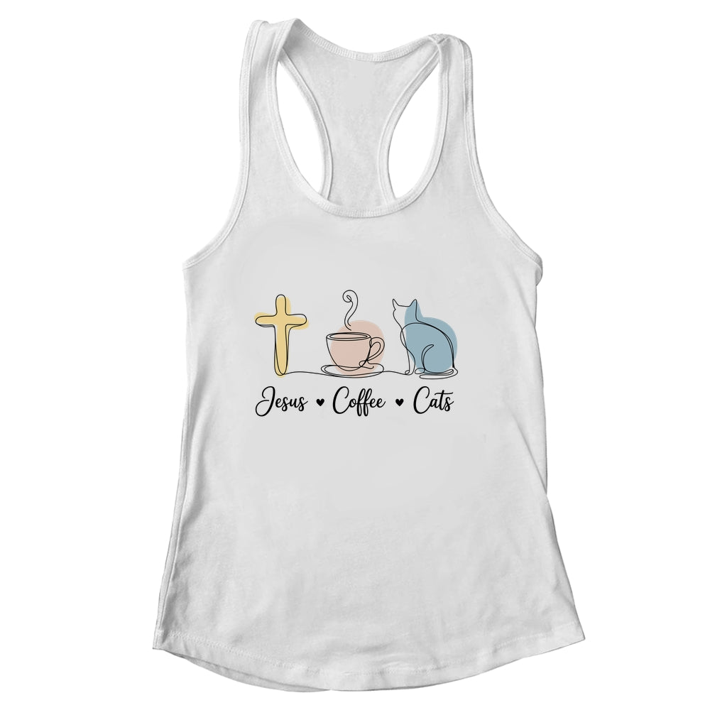 Jesus Coffee Cats Funny Cute Design Jesus Lovers Christian Shirt & Tank Top | siriusteestore