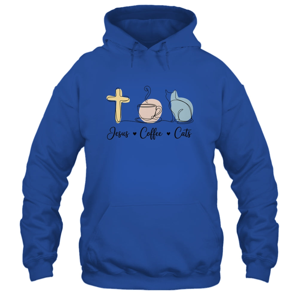 Jesus Coffee Cats Funny Cute Design Jesus Lovers Christian Shirt & Tank Top | siriusteestore