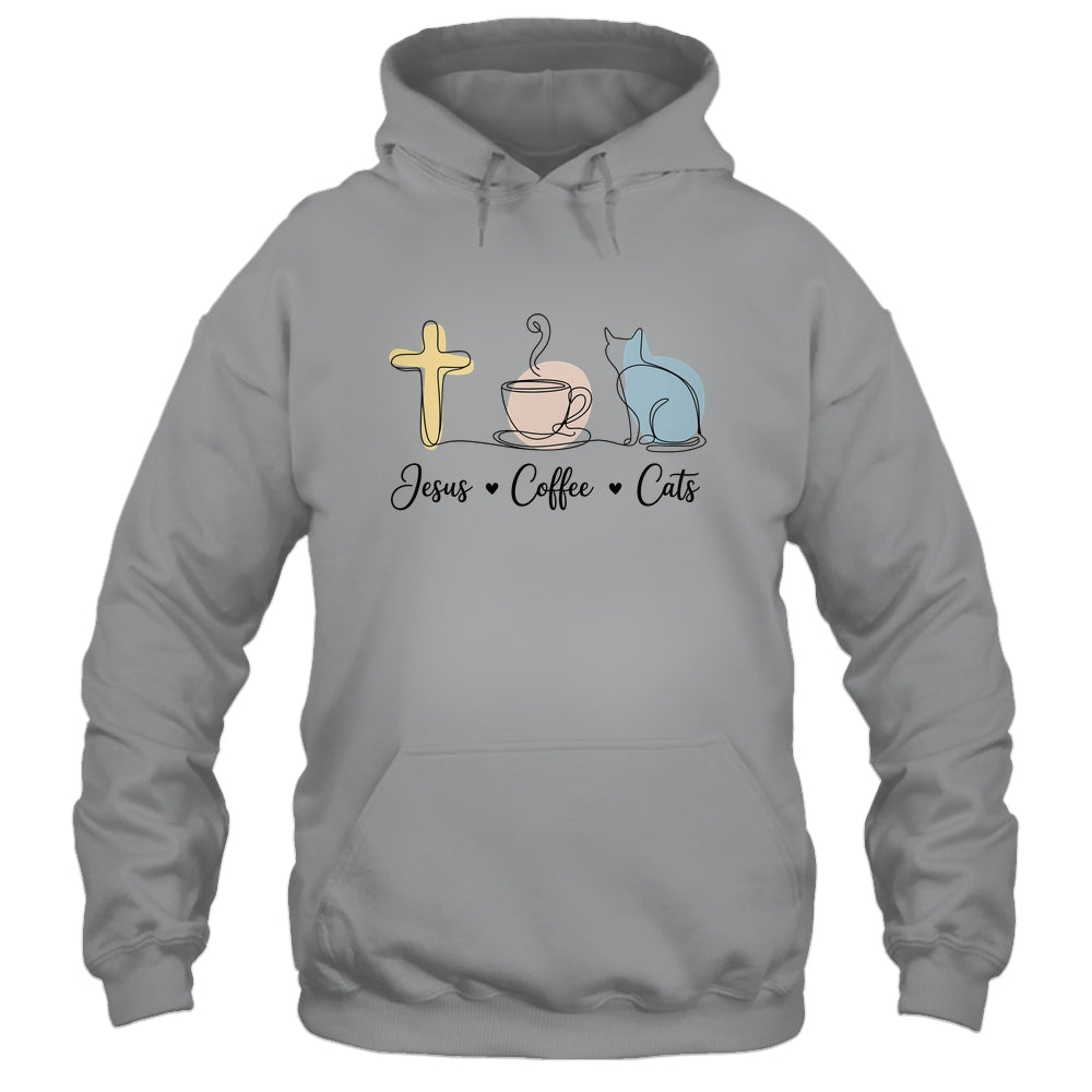 Jesus Coffee Cats Funny Cute Design Jesus Lovers Christian Shirt & Tank Top | siriusteestore