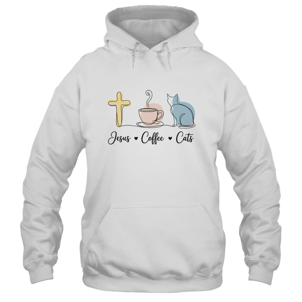 Jesus Coffee Cats Funny Cute Design Jesus Lovers Christian Shirt & Tank Top | siriusteestore