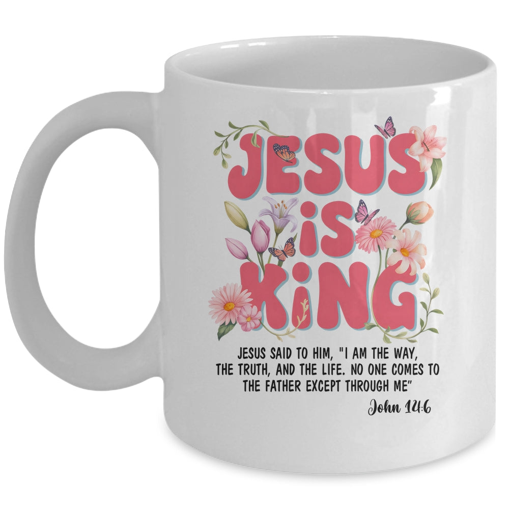Jesus Is King Christian Women Girls Kids Floral Religious Mug | siriusteestore