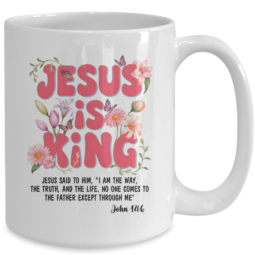 Jesus Is King Christian Women Girls Kids Floral Religious Mug | siriusteestore