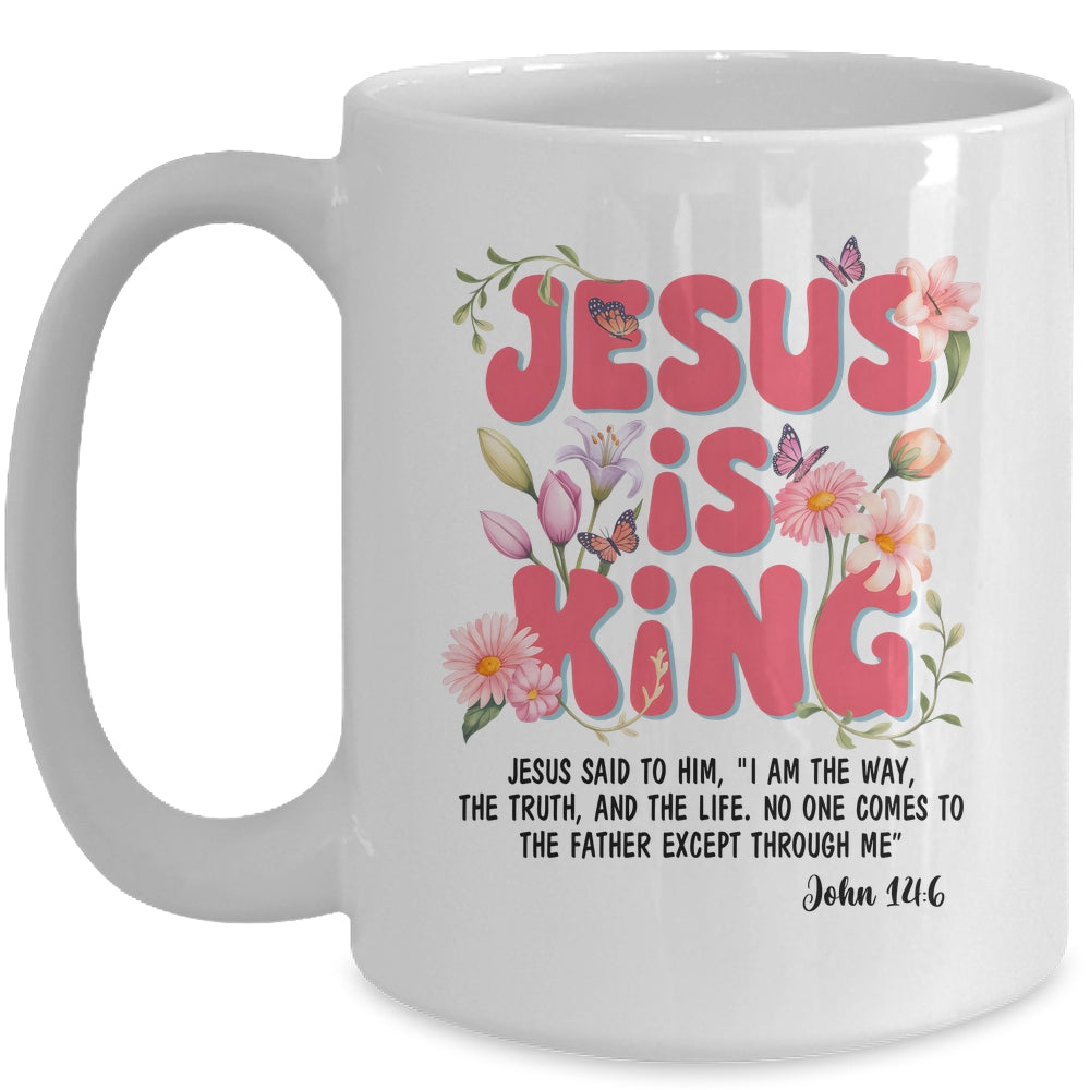 Jesus Is King Christian Women Girls Kids Floral Religious Mug | siriusteestore