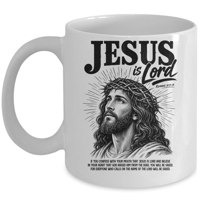 Jesus Is Lord Romans 10 9 Christian Faith Bible Religious Mug | siriusteestore