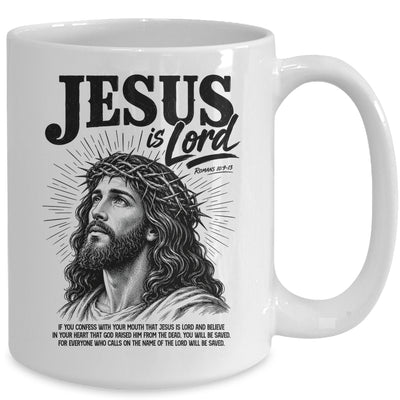 Jesus Is Lord Romans 10 9 Christian Faith Bible Religious Mug | siriusteestore