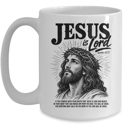 Jesus Is Lord Romans 10 9 Christian Faith Bible Religious Mug | siriusteestore