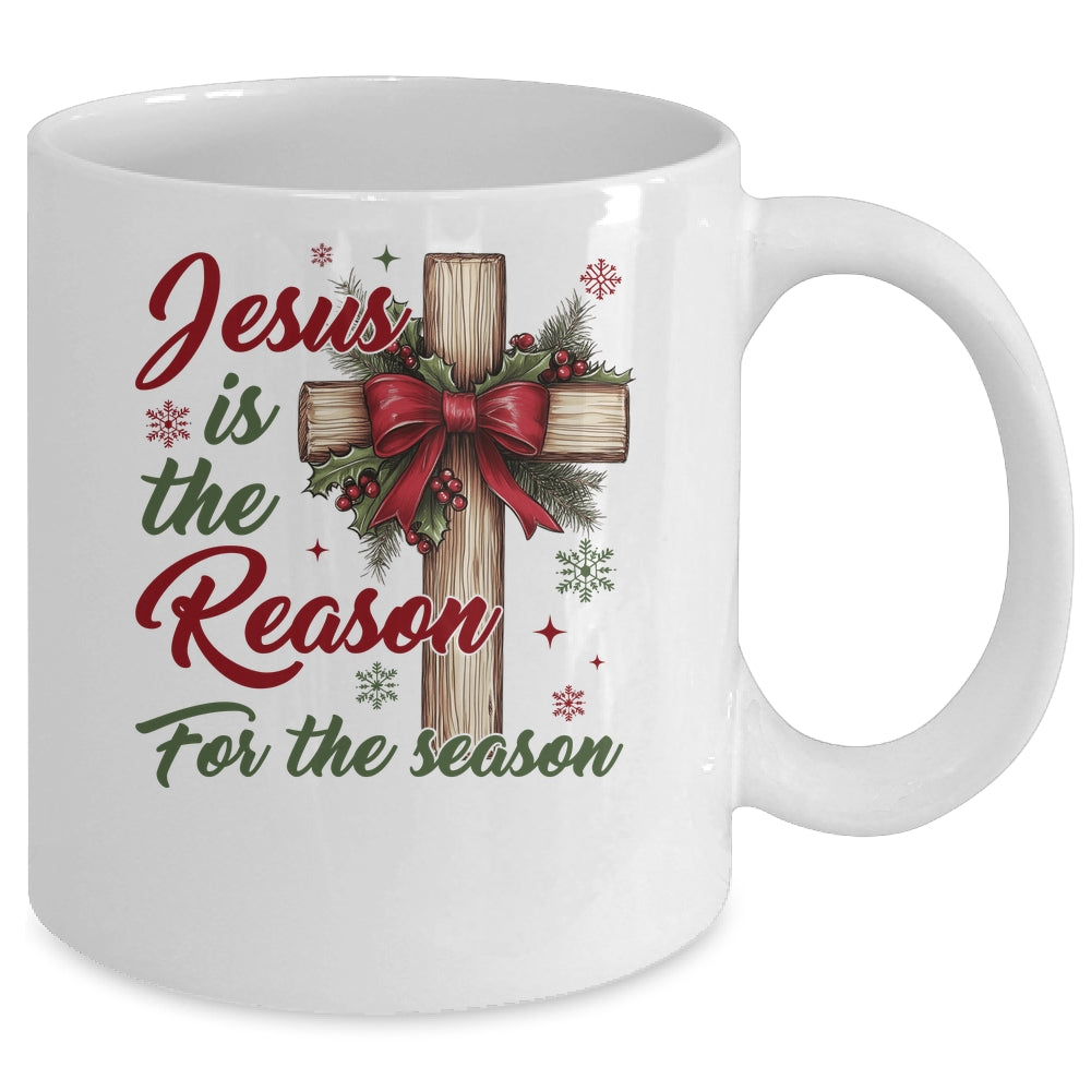 Jesus Is The Reason For The Season Christmas Coquette Bow Mug | siriusteestore