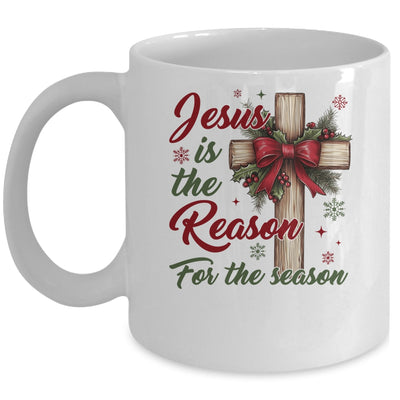 Jesus Is The Reason For The Season Christmas Coquette Bow Mug | siriusteestore